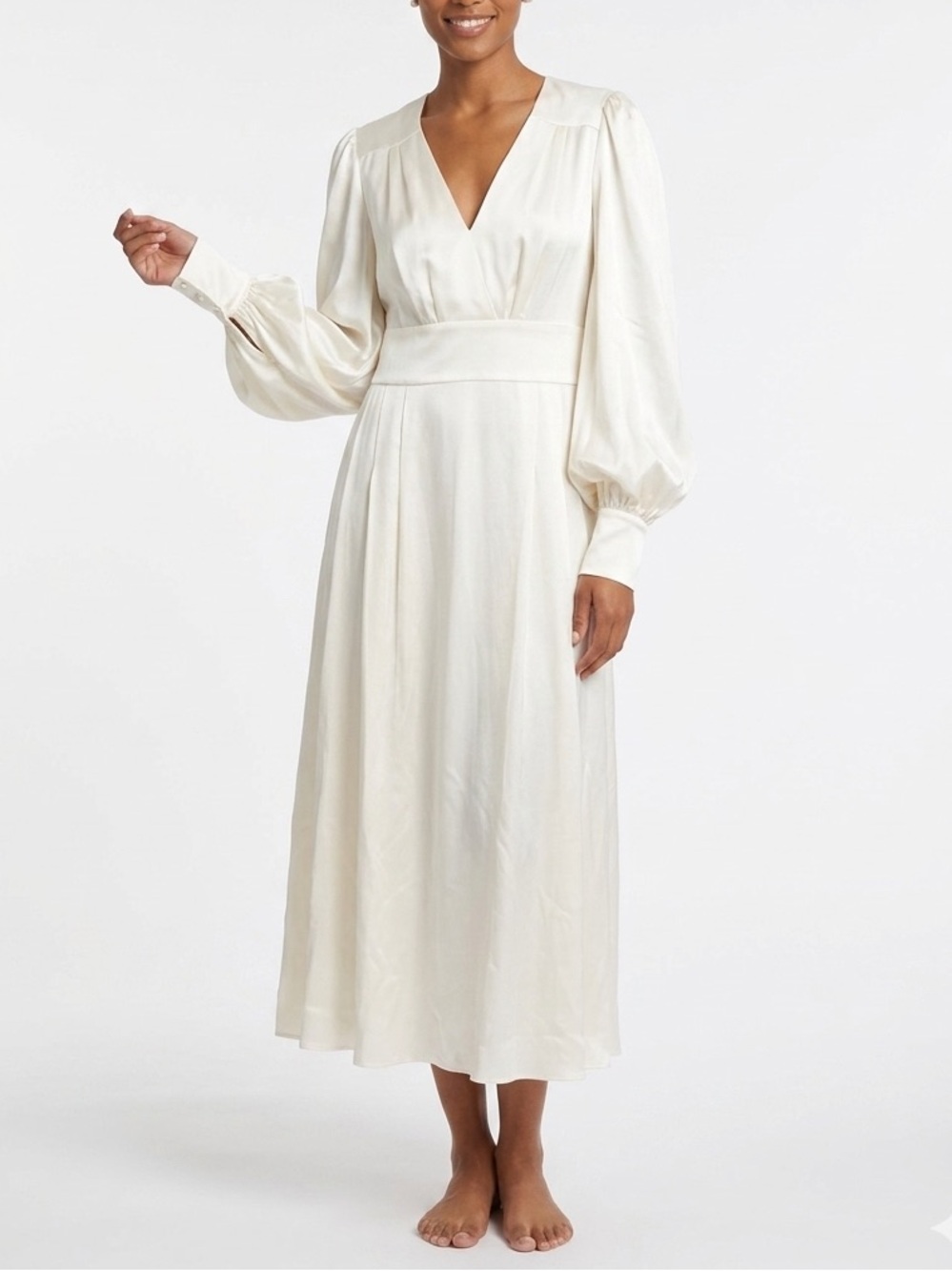 NWT Roksanda Silk V Neck Midi Dress Modern Bride Minimalist UK 14